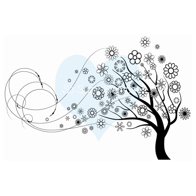 Crackerbox & Suzy Stamps - Blowing Flower Tree