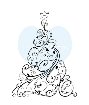 Crackerbox Stamps - Christmas Tree Fancy Swirl