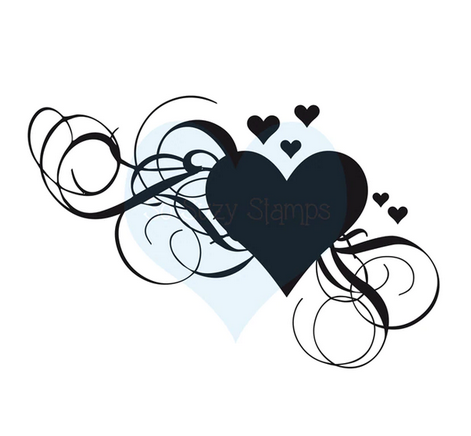 Crackerbox Stamps - Swirly Hearts