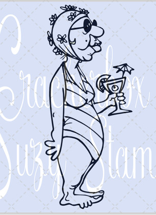 Crackerbox & Suzy Stamps - Clara with Cocktail Lg