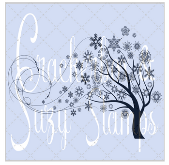 Crackerbox Stamps - Blowing Snowflake Tree