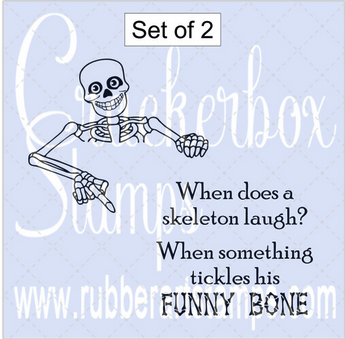 Crackerbox Stamps - Skeleton Pointing & Funny Bone